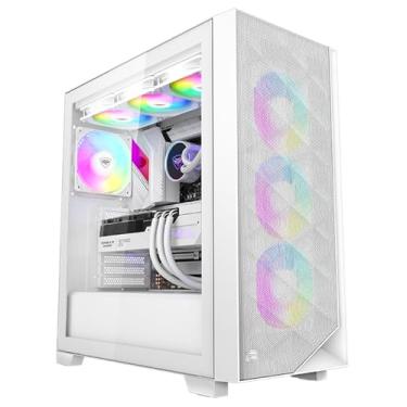 Imagem de PCCOOLER CPS C3D510 Capa superior de alto fluxo de ar para computador desktop Torre média para jogos de computador M-ATX/ITX/E-ATX com 3 ventiladores ARGB, radiador de 360 mm 280 mm 240 mm e suporte