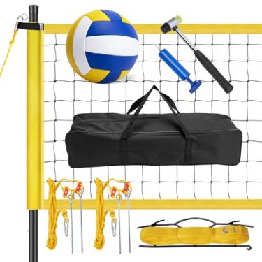 Imagem de HOOTO Rede De Vôlei Para Quintal, Áreas Externas, Conjunto Com Varas, Portátil Quintal Profissional, Vôlei, Martelo, Linha Limite, Bolsa Transporte