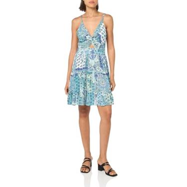 Imagem de Angie Vestido de verão feminino Peekaboo com saia em camadas, Aqua, P