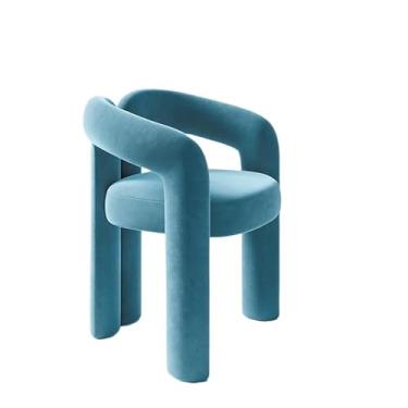 Imagem de XINCHANG Cadeira de maquiagem elegante com amortecimento de pelúcia e moldura estável - perfeita para penteadeira, sala de jantar e áreas de descanso (azul)