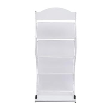 Imagem de Porta-jornais de chão Prateleira de exposição para revistas, preta/branca, 4 camadas, suporte para livros, prateleira inferior para áreas de recepção, salas de espera, escolas Porta-revistas de chão(B