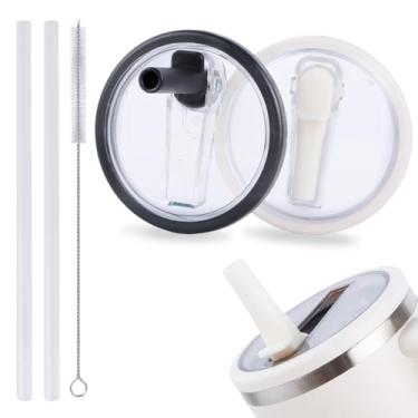 Imagem de Pacote com 2 tampas flip de 850 g à prova de vazamento para Stanley Quencher H2.0, tampa de copo à prova de derramamento de substituição adequada para Stanley Quencher, tampa de canudo reutilizável