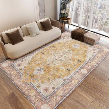 Imagem de Tapete de área lavável boêmio, tapete grande para sala de estar e quarto, 1,7 x 18 m, laranja