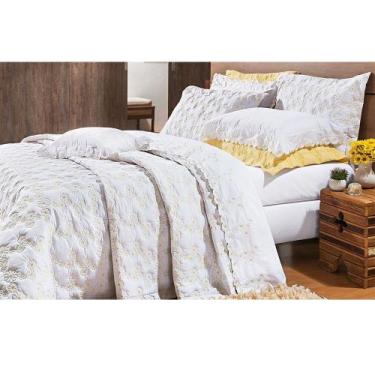 Imagem de Kit Cobre Leito Casal Super King 03 Peças Bordado Percal 200 Fios Nuan