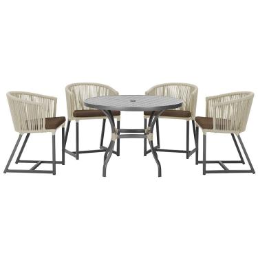 Imagem de Mesa com 4 Cadeiras de Jantar Roma 100cm e Noronha em Aluminío