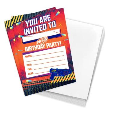 Imagem de Desert Cactus Cartões de convites de feliz aniversário Nerf 10 unidades com envelopes meninos meninas festa infantil (estilo A)