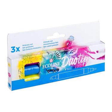 Imagem de Ecoline Talens Duotip Conjunto de tinta primária 3 cores 2 pontas caneta pincel
