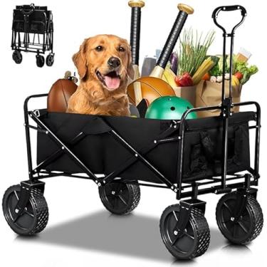 Imagem de Carrinho de carga dobravel, com grande capacidade, vagão dobrável para serviço pesado portátil - PREMIUM