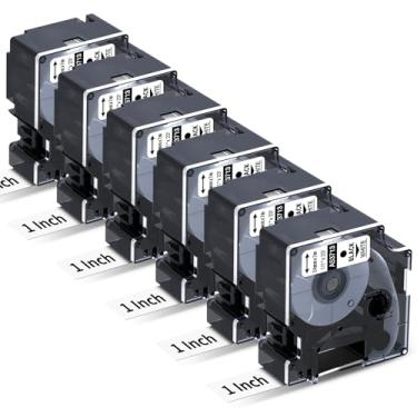 Imagem de Substitua para fita adesiva Dymo 1 polegada D1 53713 24 mm preto sobre branco cassete S0720930 para DYMO LabelManager 450D 640 500TS PnP 400 450 duo, 2,5 cm L x 68 cm C, pacote com 6