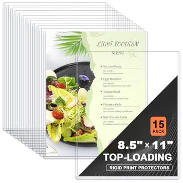 Imagem de Ndsox Pacote com 15 protetores de impressão rígidos de 21,6 cm x 28 cm. Protetores de folha de plástico rígido transparente com carregamento superior para certidões de nascimento, documentos, pôsteres