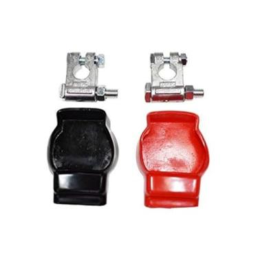 Imagem de A-Team Performance Conectores de terminal de bateria de carro especificação militar superior kit de peças automotivas — Cabo positivo e negativo vermelho e preto capas — Parafuso de 1,9 cm, conjunto de 4 peças