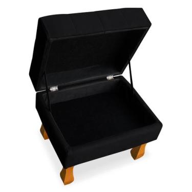 Imagem de Puff retrô baú 50cm suede bege - SRJ IMÓVEIS, PRETO