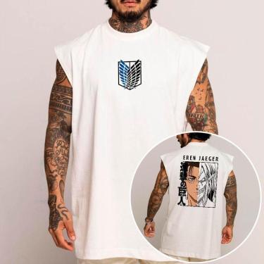 Imagem de Camiseta Regata Algodão Machão Oversized Abstract Eren Jaeger Attack On Titan Anime-Unissex