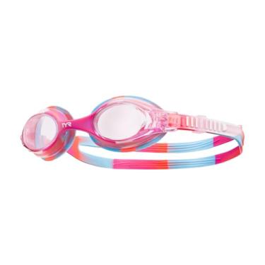 Imagem de Óculos de Natação Infantil TYR Swiples Tie Dye Rosa/Branco Lente Transparente
