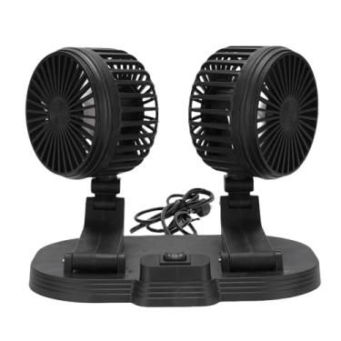 Imagem de Ventilador de Resfriamento de Carro USB Dual Cabeça Portátil 2 Velocidades de Silencioso 360 Deg Ventilador de Mesa Rotativo para SUV RV (Preto)