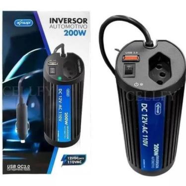 Imagem de Knup Inversor Automotivo Veícular 60hz 200w 12v/110v Usb 3.0