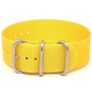 Imagem de Da Luca Pulseira de relógio militar de nylon balístico - amarela (fivela fosca): 18 mm