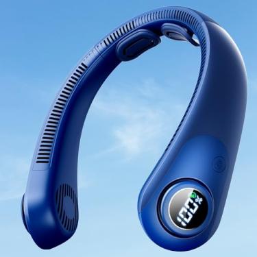 Imagem de BEYYON Ventilador de pescoço portátil com tela de LED, 5 velocidades livres de resfriamento, suporte de pescoço, leve, sem lâminas, ventilador de pescoço pessoal usável recarregável para mulheres