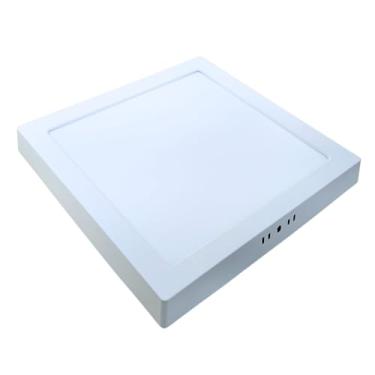 Imagem de Painel Plafon Sobrepor Alumínio Quadrado LED 24W 30x30 Bivolt Branco Quente