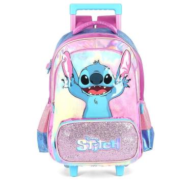 Imagem de Mochila de Rodinhas Luxcel Com Alça Stitch Glitter Roxo
