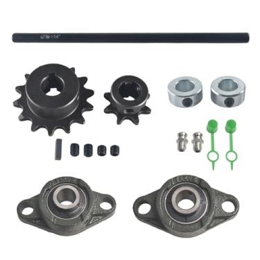 Imagem de pinkhatcat Rodas dentadas do eixo de macaco com rolamentos de bloco de travesseiro UCFL203 Go Kart Minibike Kit completo de eixo de macaco 5/20.3 cm x 35.6 cm 40/41/420 Corrente