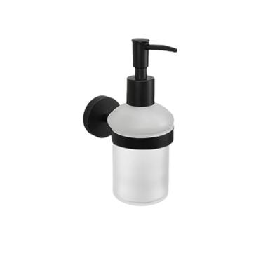 Imagem de Toalheiro serrilhado de latão preto fosco, porta-escovas de papel higiênico, dispensador de sabão, gancho para toalhas, ferragens para banheiro (dispensador de sabão)