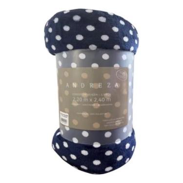 Imagem de Cobertor Queen Soft Poá Azul Marinho Andreza Leve E Quente - Andreza E