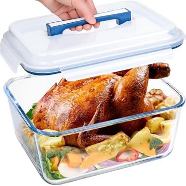 Imagem de LOVYANXUE Caixa De Pão Vidro Hermética, Recipientes Grandes Armazenamento 190 Oz / 24 Xícaras Com Tampas, Ideais Para Alimentos, Assar Peru/Frango/Biscoito, Pode Ir Ao Forno E À Máquina Lavar Louça