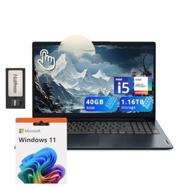 Imagem de Lenovo IdeaPad 1i 39.6 cm FHD Touchscreen, Intel i5-1235U, 40 GB de RAM, 1,16 TB de armazenamento (SSD de 1 TB + conjunto de estação de ancoragem de 160 GB), gráficos Intel Iris Xe, Num Pad, Dolby
