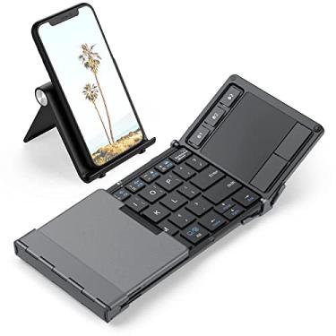 Imagem de iClever Teclado Bluetooth Triplo Dobrável com Touchpad Sensível, Sincronização até 3 Dispositivos, para Windows Mac Android iOS