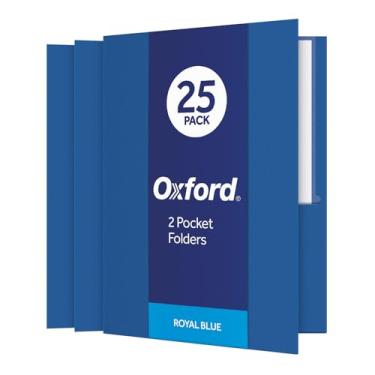 Imagem de Pastas com divisórias duplas Oxford 57512EE, tamanho carta, azul royal, comporta 100 folhas, pacote com 25