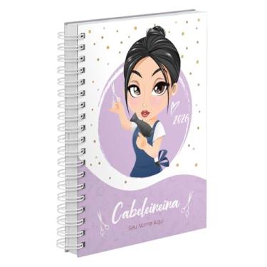 Imagem de Agenda Comercial 2026 Personalizada Capa Dura Cabeleireira Morena Cores (Lilás)