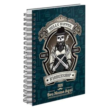 Imagem de Agenda Comercial 2026 Personalizada Capa Dura Barbearia Barbeiro Verde