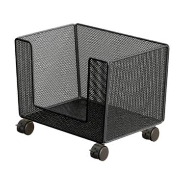 Imagem de Ioensy Carrinho de armazenamento de malha organizadora com rodas, carrinho utilitário pequeno e simples, organizador de arquivos de malha para livros, Preto
