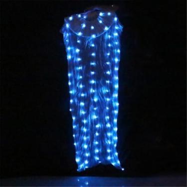 Imagem de Dança Do Ventre Led Fan Acessórios Fãs De Seda Mulheres Led Luz Dança Do Ventre Véu Desempenho Adereços Trajes, Belly DanceLED Fan12, XL -230x90cm