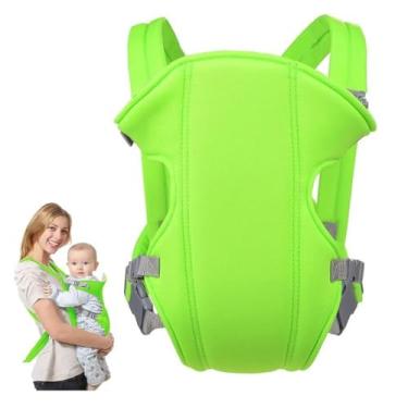Imagem de Canguru Bebê Ergonômico Conforto Segurança Alças Acolchoadas Fivelas Ajustáveis Passeio Prático Leve Lavável Pais Modernos Mãos Livres Bebê Feliz - Verde