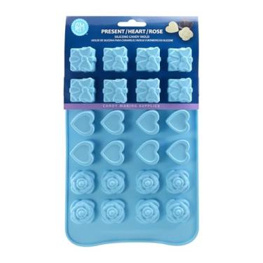 Imagem de R & M International 9000 Molde de silicone para presente, coração e rosa para doces, chocolate, cera e mais, 10 x 0,75 x 5,5, azul
