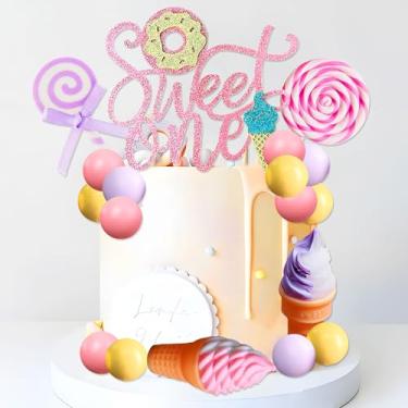 Imagem de Sweet One Cake Topper Ice Cream First Birthday Party Decorations Donut Cake Decor for Sweet Dessert Summer 1st Birthday Party Supplies