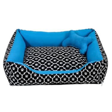 Imagem de Caminha para Cachorro ou Gato Médio Algodão + Ossinho(Patinha Turquesa)