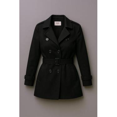Imagem de Casaco Longo Feminino Sobretudo Forrado Com Cinto E Fivela Bolsos Late