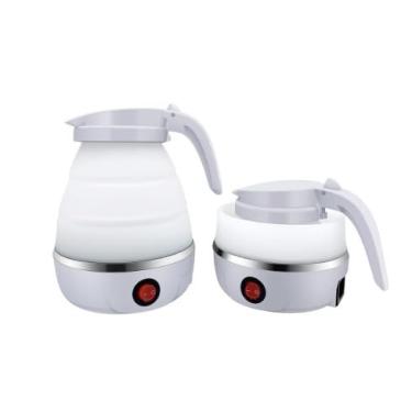 Imagem de Chaleira Eletrica Dobravel Jarra Bule Silicone 600W 110v 600ml Portatil Dobravel Cores:Branco