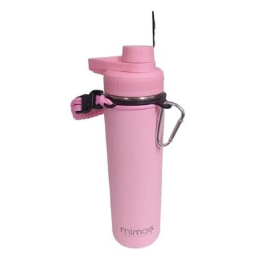 Imagem de Garrafa Térmica de Aço Inox, 650ml, Alça Trançada, Múltiplas Cores (Rosa Claro)