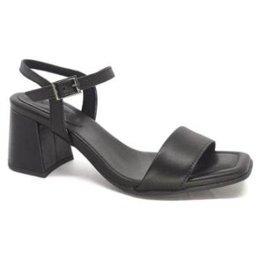 Imagem de Sandalia Usaflex Salto Grosso Bico Quadrado Preta AI1602-Feminino