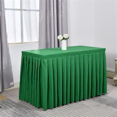 Imagem de Saia de mesa de poliéster branca, toalha de mesa para sala de reunião, toalha de mesa retangular plissada para decoração de eventos, banquetes, festas de casamento, verde, 1,2 m (48 x 23 x 30 pol.)