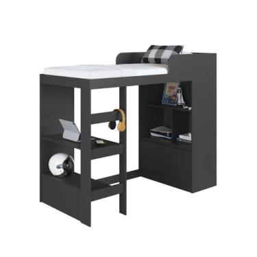 Imagem de Cama Multifuncional Solteiro 1 Porta 3 Prateleiras Ca6080 78x188cm Grafite - Art In Móveis