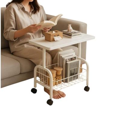 Imagem de Mesa Lateral com Rodízios, Multiuso, Branca