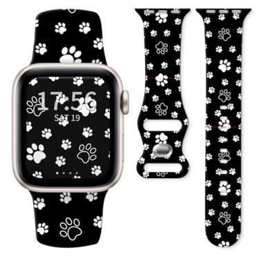 Imagem de Pulseira de relógio compatível com Apple Watch séries 10, 9, 8, 7, 6, 5, 4 e 3 Ultra SE, para mulheres e homens, pulseiras de silicone substituíveis para iWatch de 38 mm, 40 mm, 41 mm e 42 mm (pata de