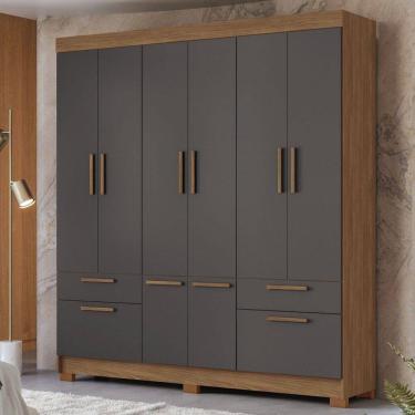 Imagem de Guarda-Roupa Casal Curitiba 8 Portas 4 Gavetas Jatoba/Grafite - Santos Andirá