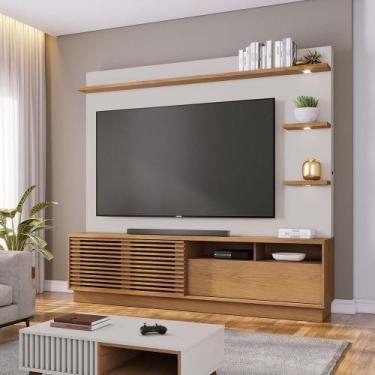 Imagem de Estante de TV 70 Polegadas 200cm com Led Lidia Freijó/Off White Matte 