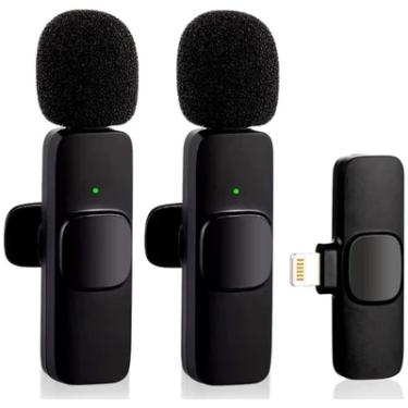 Imagem de Kit 2 Microfone De Lapela Sem Fio Wireless Um Receptor Profissional Alcance 20 Metros L...
